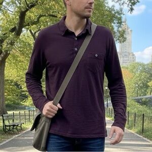 Todd Snyder Long Sleeve Polo Shirt in Eggplant